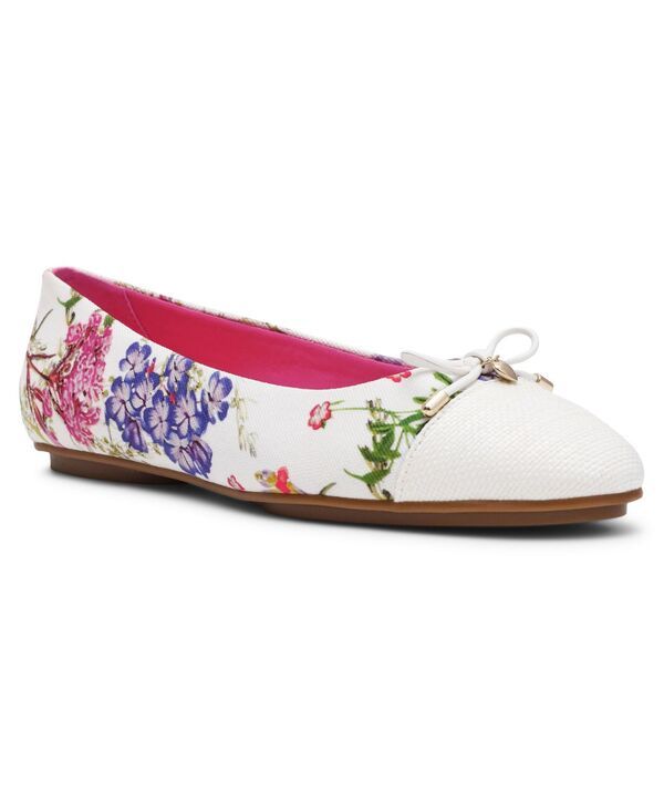 アンクライン レディース シューズ パンプス フラワー柄 キャップ フラワー Anne Klein Womens Luci Floral Cap Toe Ballet Flats White Floral ホワイト
