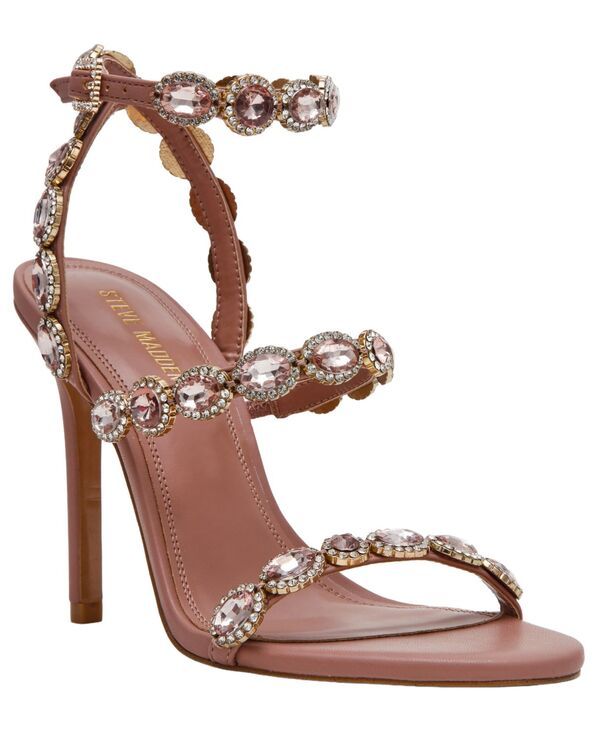 スティーブ マデン レディース シューズ サンダル Steve Madden Womens Tamala GemstoneEmbellished Strappy Dressandals Blush Rhinestone ブラッシュ