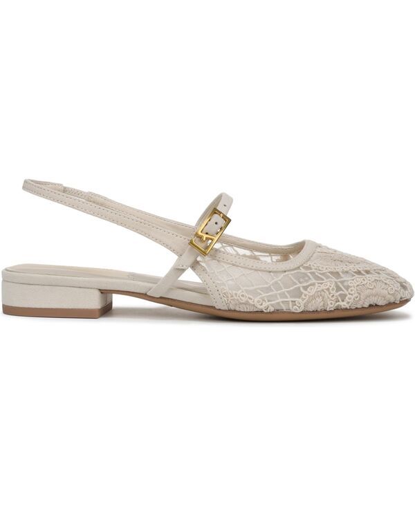 フランコサルト レディース シューズ パンプス Franco Sarto Womens Destin 4 Round Toe Slingback Flats Vanilla Beige Crocheted Fabric ベージュ