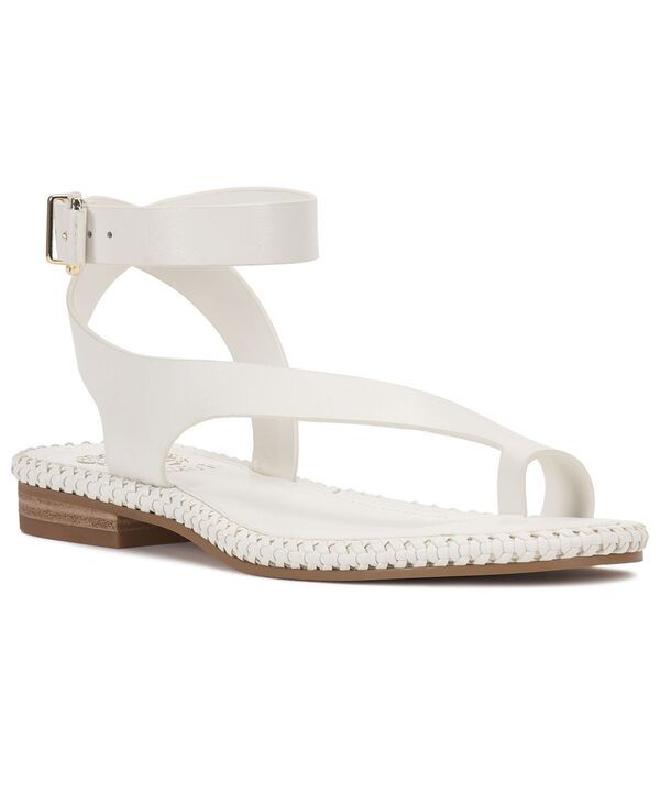 ヴィンスカムート レディース シューズ サンダル Vince Camuto Womens Libahs Braided ToeLoop Round Toe Flat Sandals Bianco White Leather ホワイト