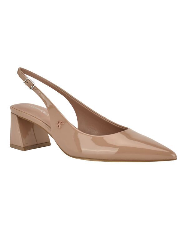 カルバンクライン レディース シューズ パンプス ヒール Calvin Klein Womensarra Block Heel Slingback Dress Pumps Light Natural Patent