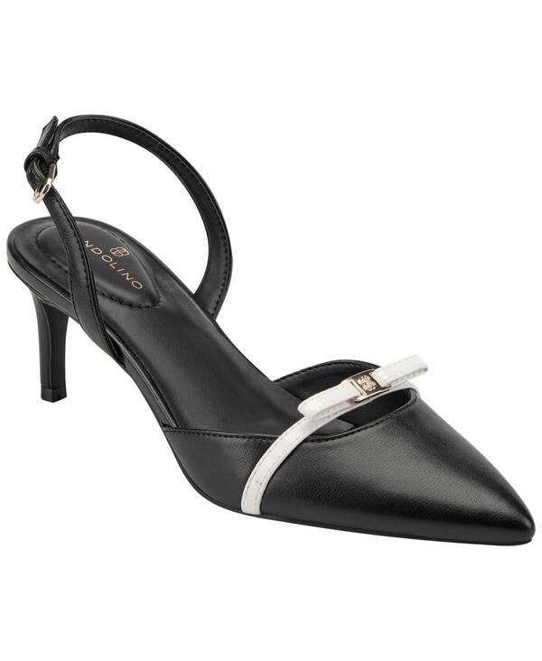 バンドリーノ レディース シューズ パンプス ヒール Bandolino Womens Pracen Bow Slingbackitten Heel Pumps BlackWhite ホワイト
