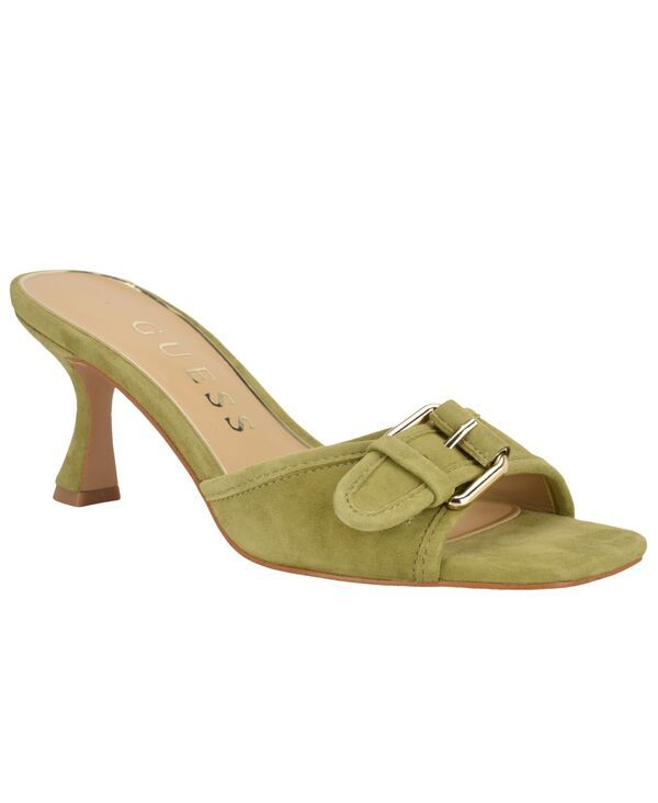 ゲス レディース シューズ サンダル ヒール GUESS Womens Dista Buckle Kitten Heel Dressandals Olive Green Suede グリーン