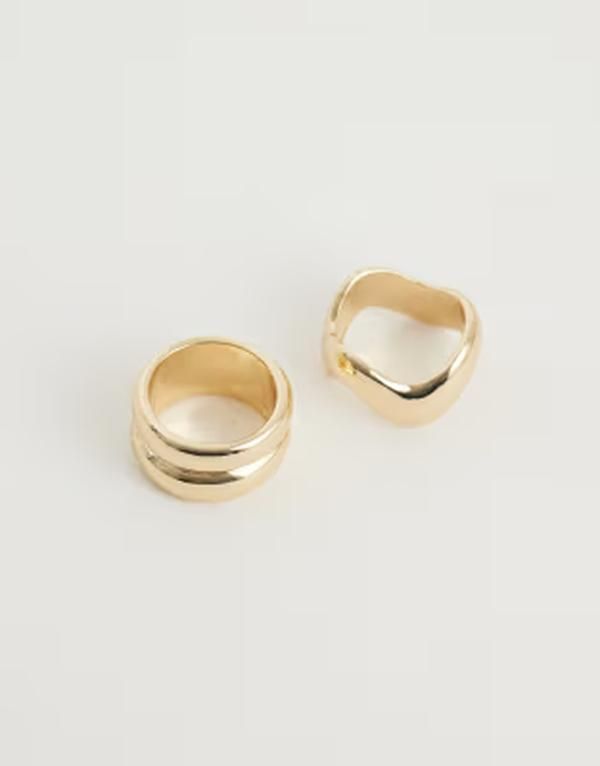 エイソス レディース アクセサリー リング ASOS DESIGN 2pack chunky clean rings tone GOLD ゴールド