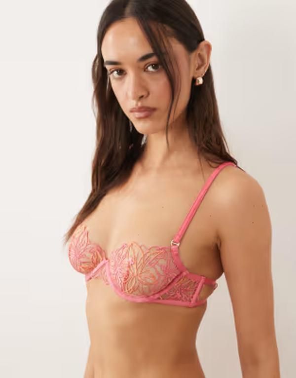 ブルーベラ レディース アンダーウェア ブラジャー フラワー柄 刺繍 フラワー Bluebella floral embroidered underwired bra lemonade Pink lemonade ピンク