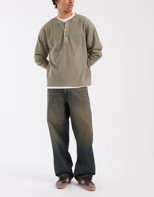 エイソス メンズ ボトムス デニムパンツ ヴィンテージーンズ ASOS DESIGN baggy jeans in vintage dark wash Dark wash blue ブルー