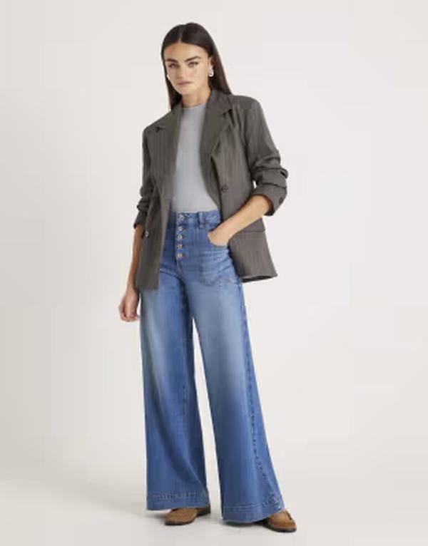 リバーアイランド レディース ボトムス デニムパンツ ワイドレッグ ジーンズ River Island wide leg pocket front jeans in denim MEDIUM デニム
