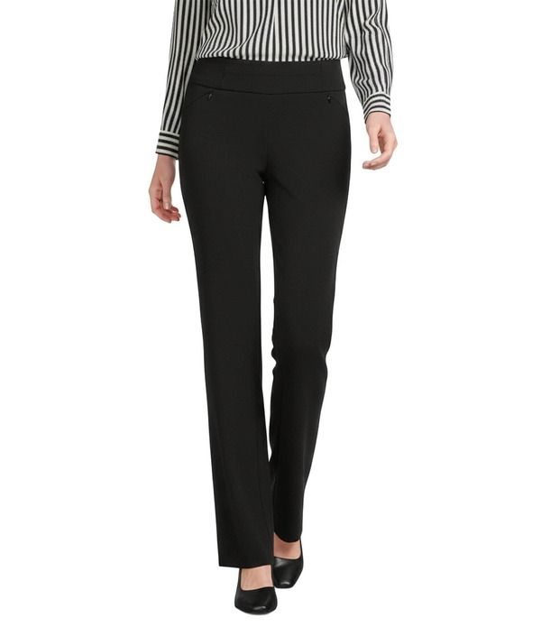 インベストメンツ レディース ボトムス カジュアルパンツ ストレート プチ Investments Petite Size the PARK AVE fit PullOn Fullength Straight Leg Pants Black ブラック