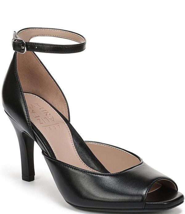 ナチュライザー レディース シューズ パンプス アンクル レザー Naturalizer Asha Leather Ankle Strapeep Toe Dress Pumps Black ブラック