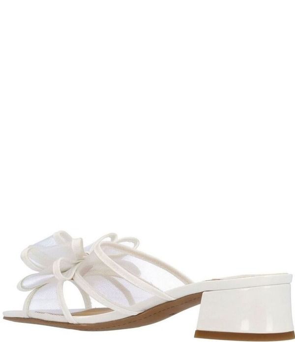 ジェイレニー レディース シューズ サンダル メッシュ ヒール J Renee Finola Mesh Bow Block Heel Slide Sandals White ホワイト