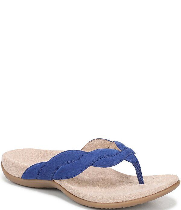 バイオニック レディース シューズ パンプス サンダル スエード Vionic Bella Braid Suede Thong Sandals Mazarine Blue ブルー
