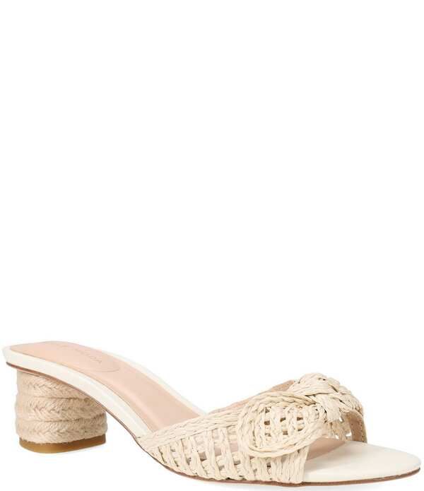 ペレモーダ レディース シューズ サンダル ヒール Pelle Moda Eaden Woven Raffia Bow Triangle Heel Slide Sandals White ホワイト