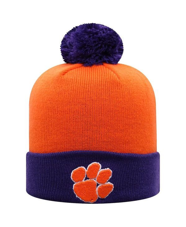 トップオブザワールド メンズ アクセサリー 帽子 ニット Top of the World Mens Orange and Purple Clemson Tigers Core 2Tone Cuffed Knit Hat with Pom Orange Pur