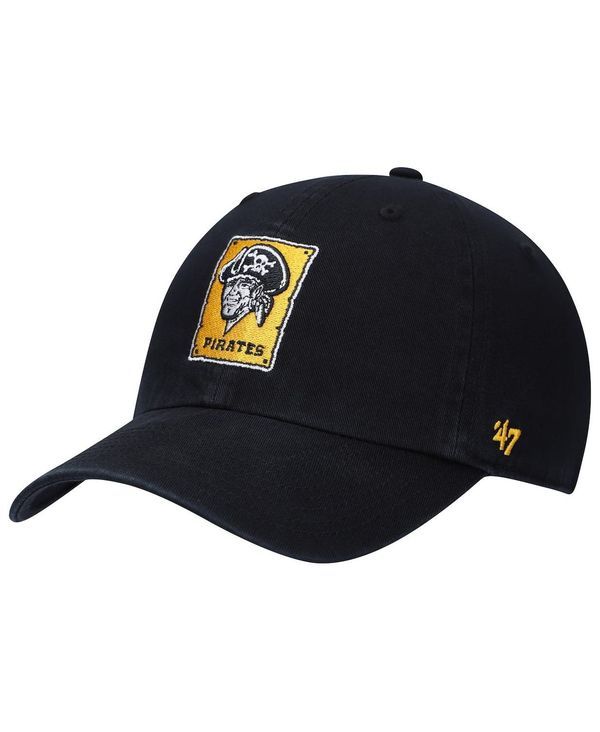 47 ブランド メンズ アクセサリー 帽子 ロゴ 47 Brand Mens 47 Black Pittsburgh Pirates Logo Cooperstown Collection Clean Up Adjustable Hat Black ブラック