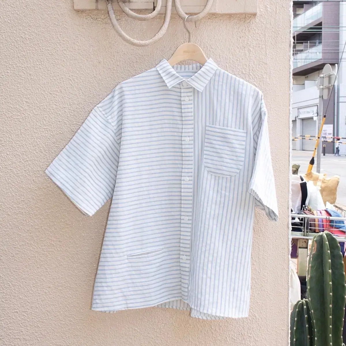 m ノロール noroll NORMAL S/S SHIRT ブルー ストライプ
