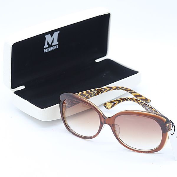 良品 箱付 MISSONI 眼鏡 ブラウン サングラス/アイウェア 57□17 MM507 ファッション ブランド小物 2000000 NSK MST