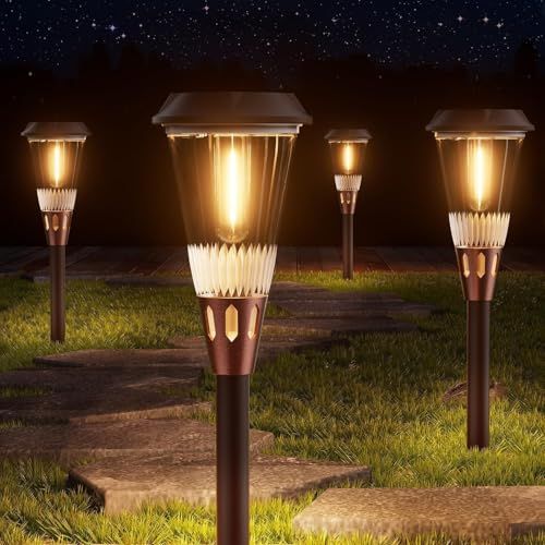 ALFIOT ガーデンライト ソーラー ソーラーライト 屋外【電球色/昼光色 2色調節可能】 おしゃれ 庭 ライト ソーラーガーデンライト レトロ 大容量 IP65防水 自動点灯 光センサー 庭/玄関/歩道/花壇/芝生に適用 4個セットas 03bb2317