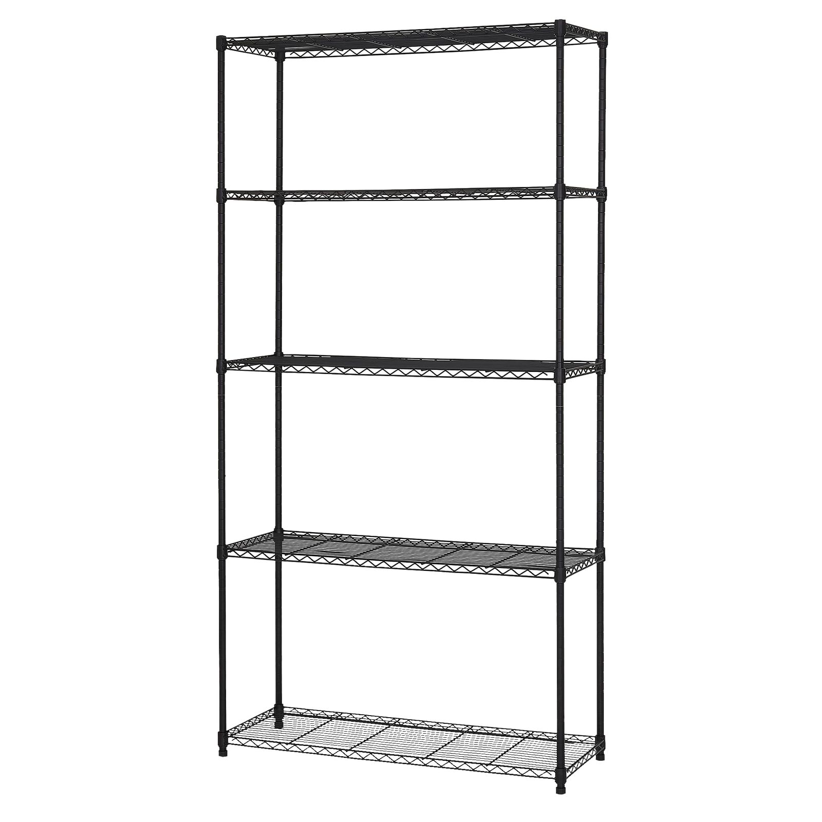 VECELO スチールラック 収納棚 ラック 5段 幅90x奥行35x高さ180cm 各棚板耐荷重50KG 棚 メタルラック キッチンラック 防錆加工 業務用 リビング/玄関/キッチン シェルフ キッチン収納 ブラックｍａ