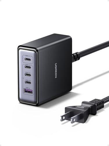 UGREEN 充電器 卓上 Type-C 65W 5ポート PD 急速【USB-C×4 USB-A×1】同時充電可能 PD/QC4+/PPS規格対応 電源ケーブル付き PSE技術基準適合 iphone17-8シリーズ/GalaxyS24-S1 e3f0f42d