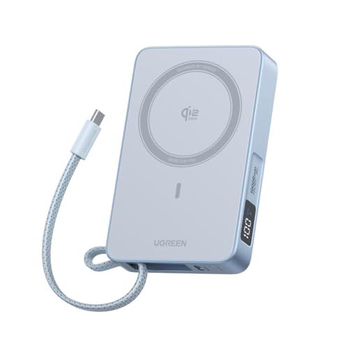 UGREEN MagFlow Qi2 25W 認証 (10000mAh・30W) USB-Cケーブル内蔵 iPhone17-16シリーズ 25W Magsafe対応 マグネット式ワイヤレス急速充電 ディスプレイ搭載 25Wワイヤレス充電/30 ec083f74