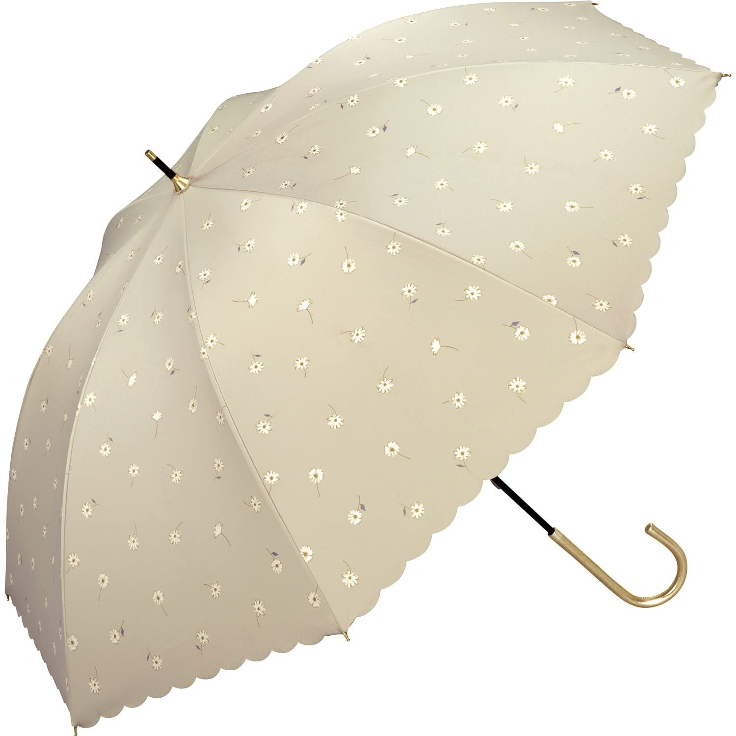 新着商品 Wpc. 日傘 遮光ゴールドラインマーガレット ベージュ《遮光率100%・UVカット率100％・UPF50＋・晴雨兼用》長傘 55cm レディース 花柄 おしゃれ 可愛い 女性 81-17387-101