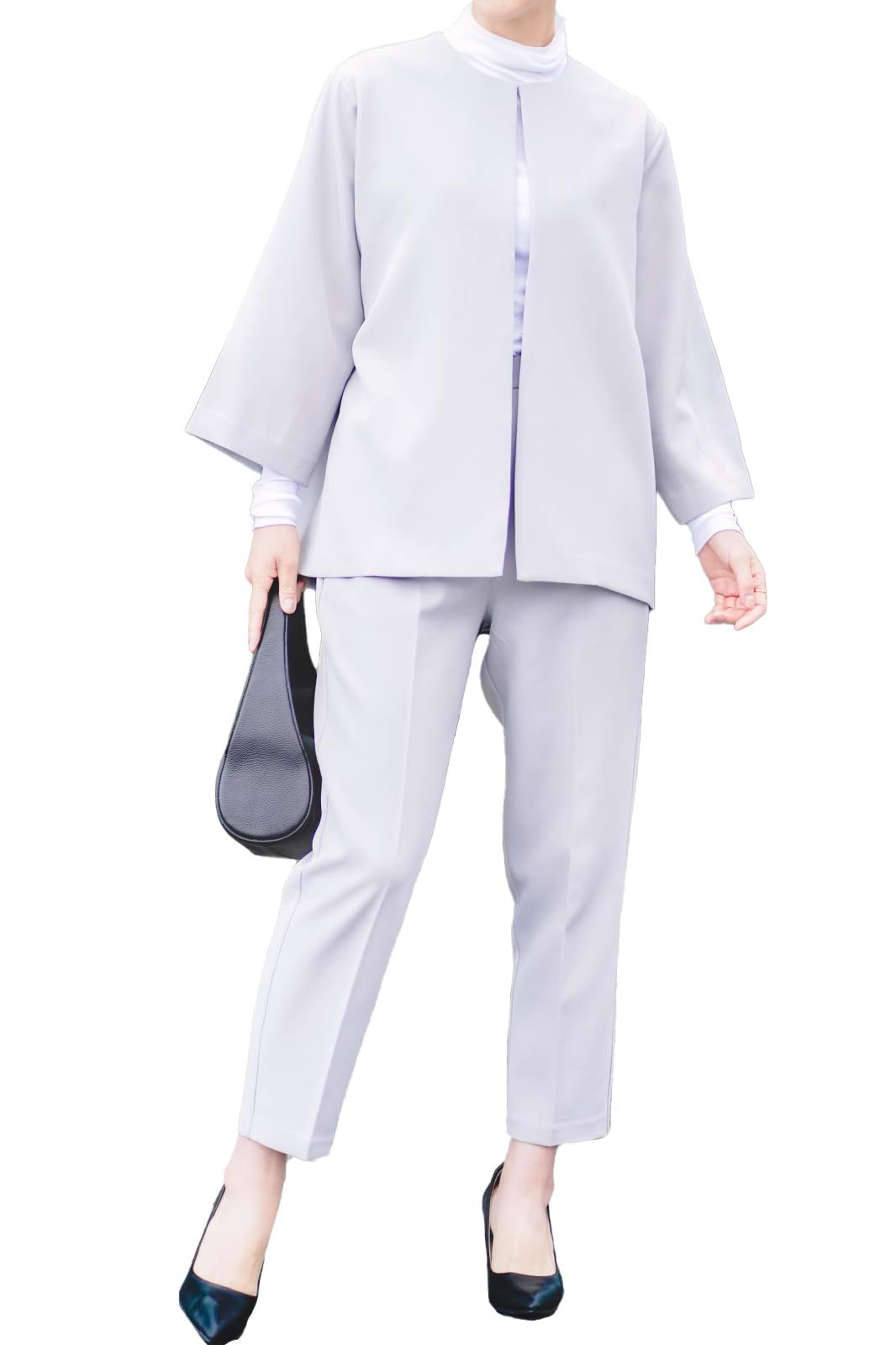 [MORE AUNI] セレモニースーツ レディース ママ スーツ ジャケット パンツ セットアップ セレモニー 入卒 母親 入園 入学 卒業 卒園 式 アンサンブル J327015-16 (GRY 3L) [グレー / J327015-16] [3L]