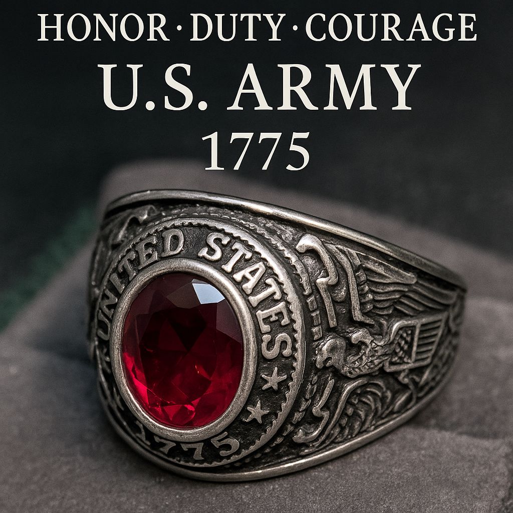 ヴィンテージ US ARMY アメリカ陸軍 1775年 30号以上 刻印 シルバーカラー ミリタリーリング 白頭鷲 レッドストーン