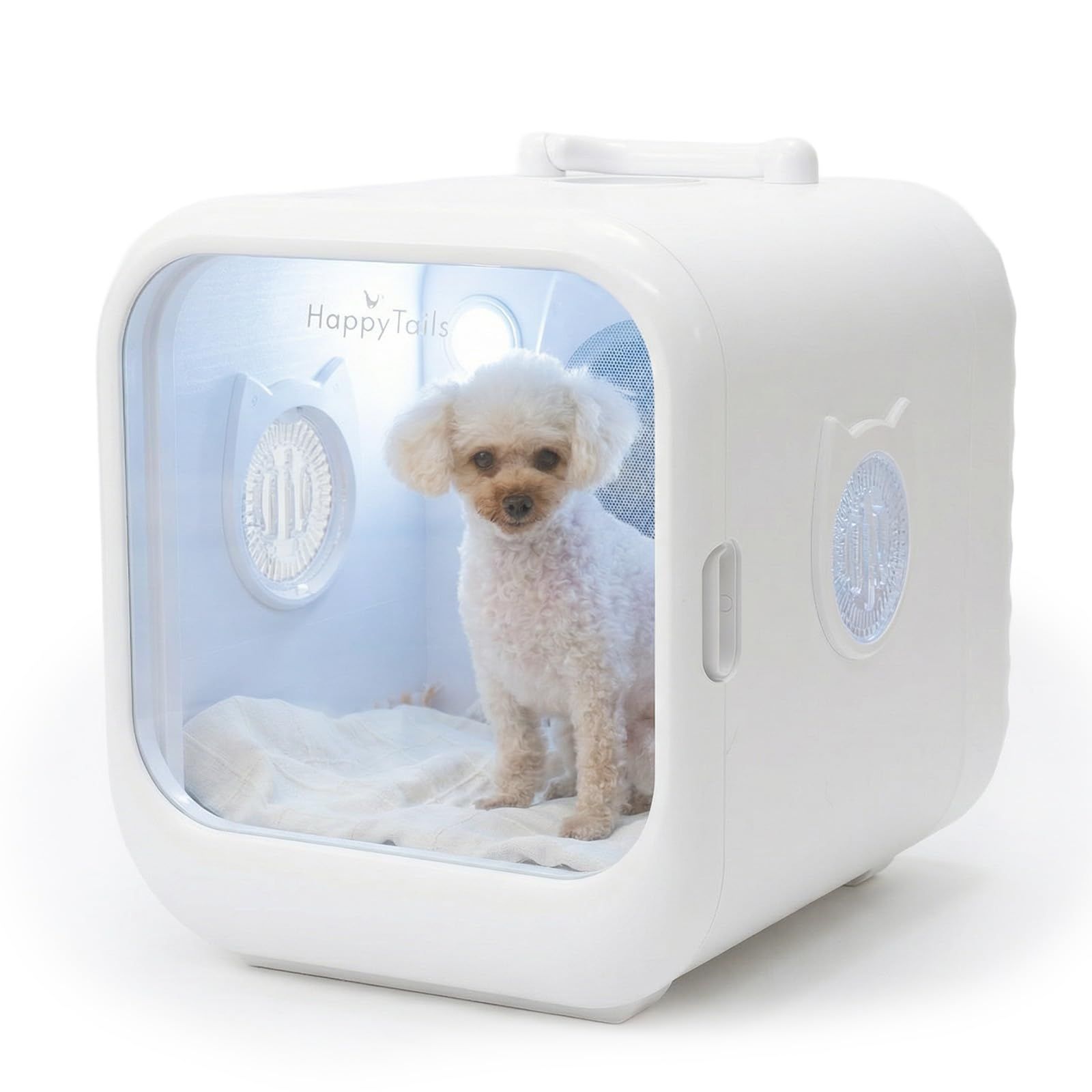 ペットドライルーム 63L 静音設計 ペット ドライヤー ボックス 犬猫兼用 小型犬・猫向け 過熱保護 風力・温度調節 エアシャワー対応 お風呂後 自動乾燥 40dB 取っ手付き★m af3bada4
