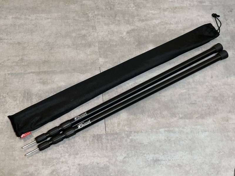 FIELDOOR 伸縮テントポール タープポール 2本セット ブラック 高さ89〜230cm