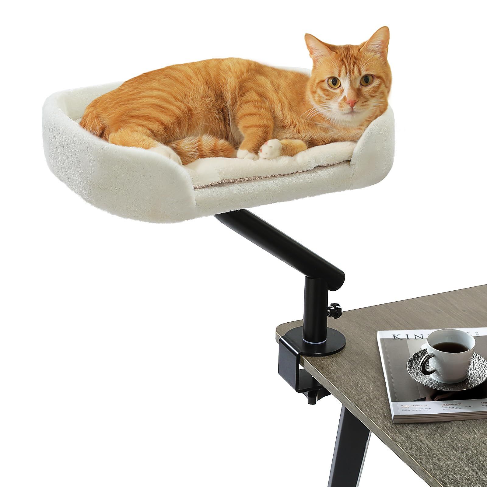 PAWZ Road デスク用 猫ベッド 卓上ペットベッド キャットベッド ハンモック 小動物 猫 ネコ 机 耐荷重20kg 360°回転 卓上収納 棚 物置台 展示台 頑丈 室内 家具 省スペース 取り付けが簡単 ふわふわ マット付き 洗える 84ad5d97