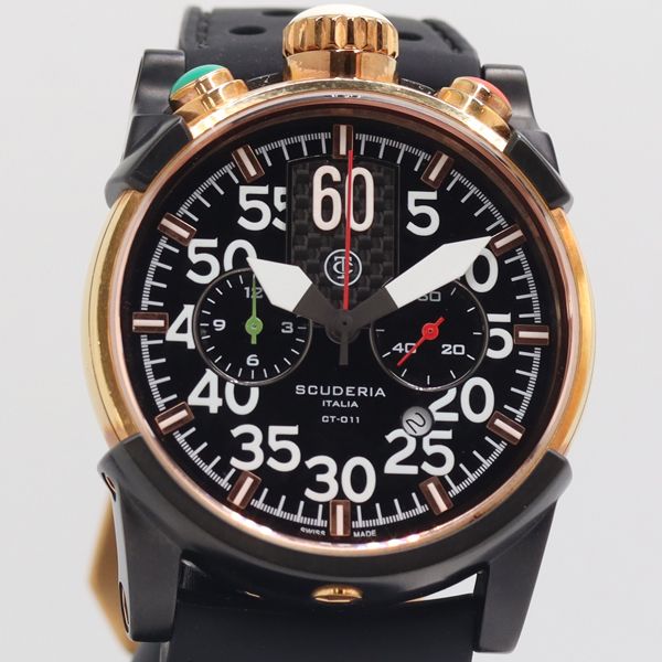 美品 稼動 シーティースクーデリア サトゥルノ CWEG00319 QZ デイト ブラック文字盤 メンズ腕時計 0034100 5RKT NAM ABC24229
