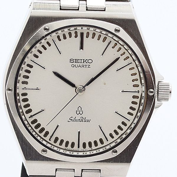 良品 稼働 セイコー シルバーウェーブ 6030-7050 QZ シルバー文字盤 メンズ腕時計 2000000 5JWY IGW ABC24328