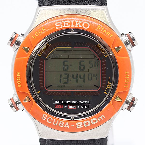 良品 稼働 セイコー スキューバ 200M S800-0010 デジタル文字盤 QZ メンズ腕時計 0234300 6ANT MST ABC24391