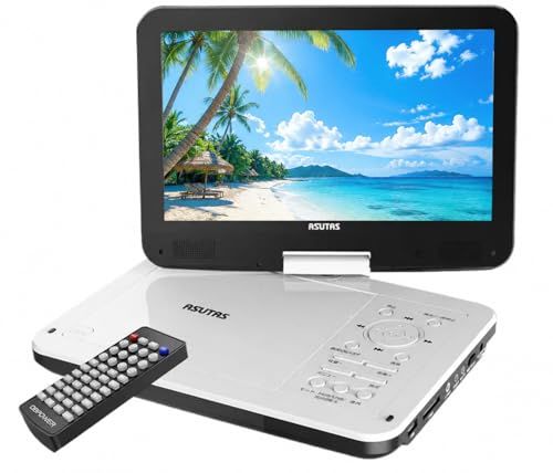 【新機種】ASUTAS ポータブルDVDプレーヤー 12.5型 DVDプレーヤー ポータブル 10.5インチ液晶 5時間連続再生 リージョンフリー レジューム機能 270度回転 TV同期可能 SDカード/USBに対応 車載携帯式 （ブルーレイ a1275fec
