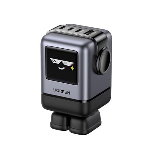 UGREEN Uno 100W 充電器 PD ロボット型 4ポート USB-C ×３、USB-A×１typec usb コンセント【表情で充電状況がわかる・着脱可能なマグネット式ブーツ】PD/PPS/QC4+/SCP規格対応 MacBook Air/iPaｍａ