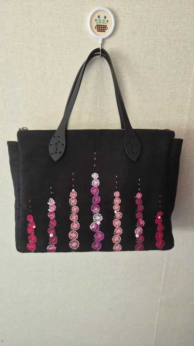 黒色 刺繍 トートバッグ ショルダーバッグ