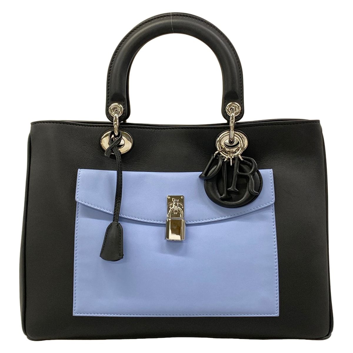 DIOR/ChristianDior(ディオール/クリスチャンディオール) ハンドバッグ ディオリッシモ 黒×ライトブルー×レッド レザー