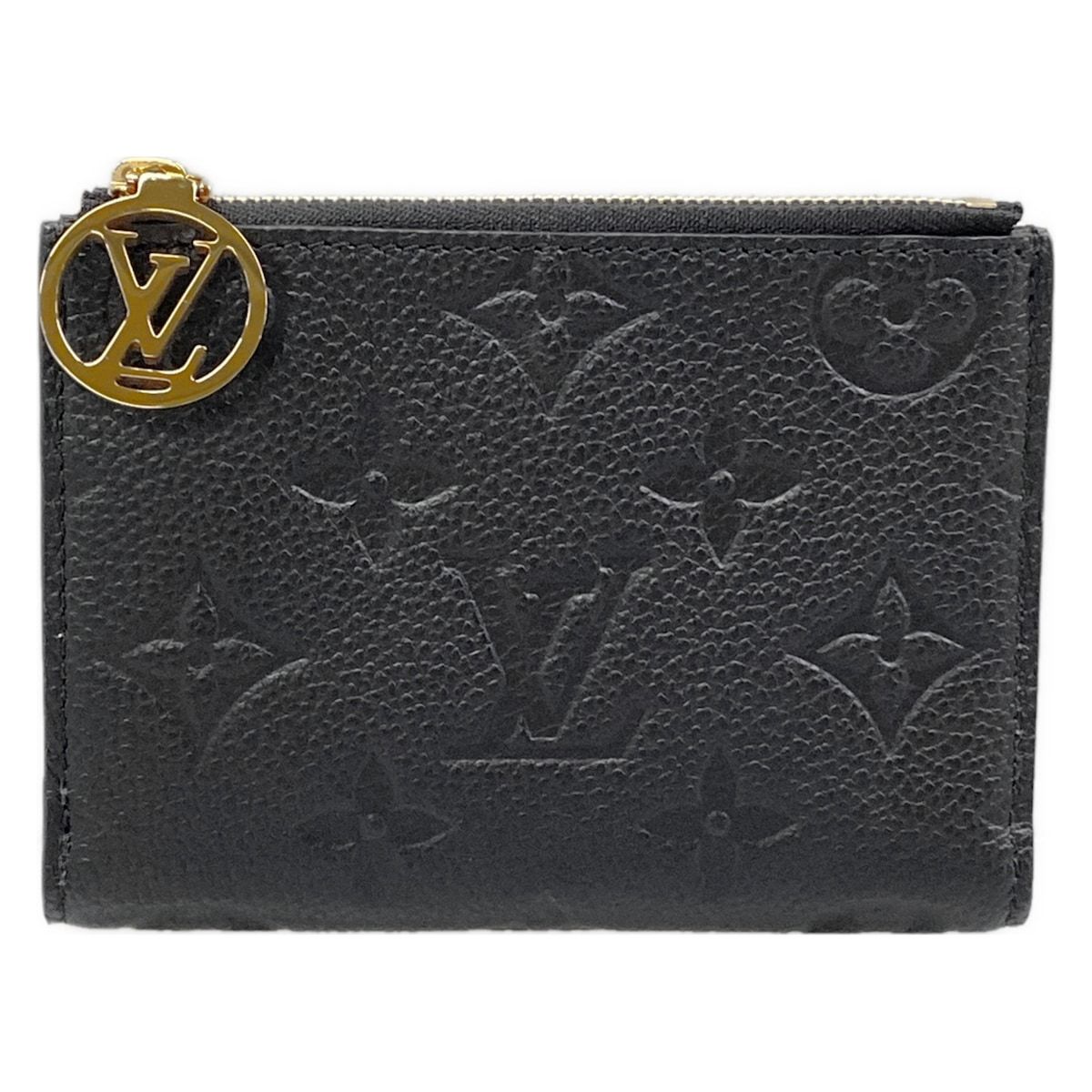 LOUIS VUITTON(ルイヴィトン) 2つ折り財布 モノグラム・アンプラント美品 ポルトフォイユリサ M83365 ノワール レザー、牛革