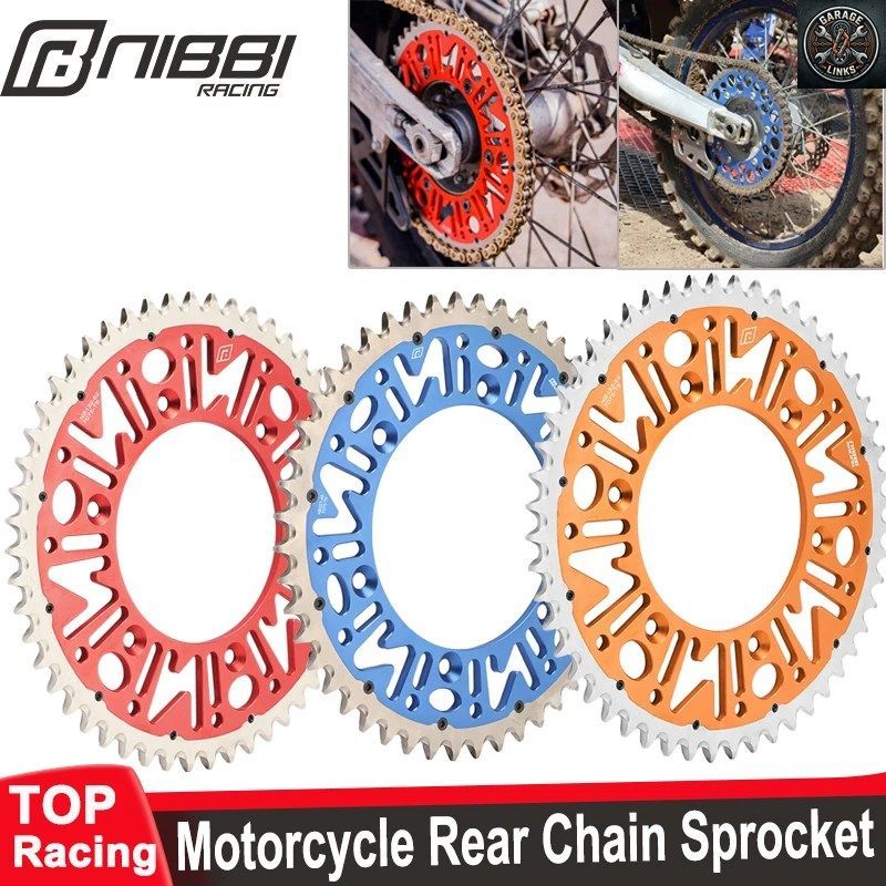 NIBBI製スチールアルミニウム製リアチェーンスプロケット 50T 51T 52T ホンダ CRF 450、KTM SX EXC125-520、ヤマハ 400cc ダートバイク用