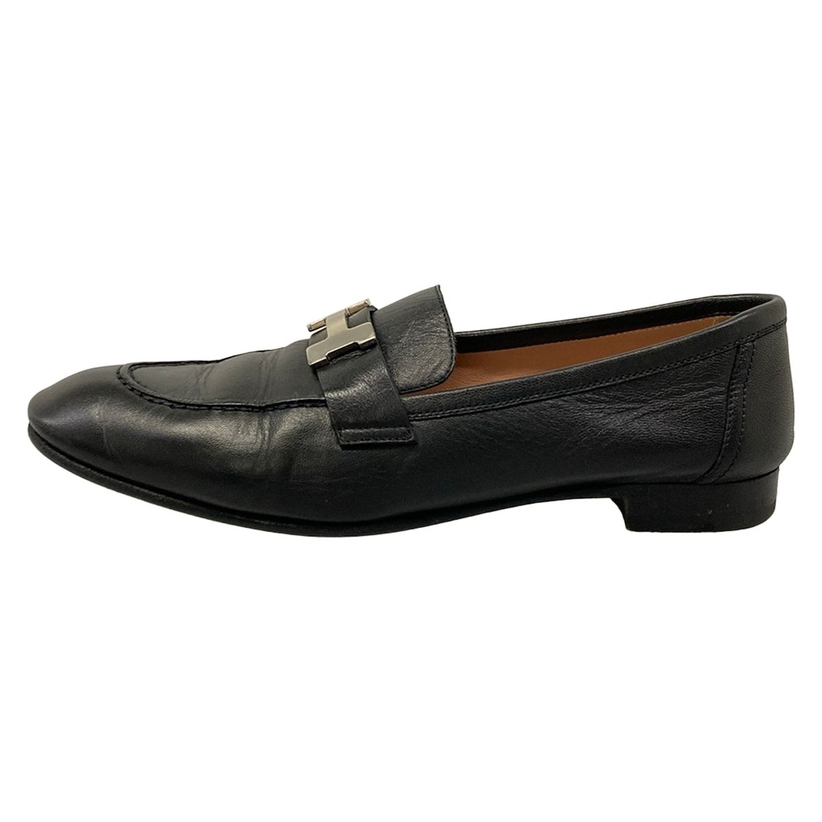HERMES(エルメス) ローファー 38 1/2 レディース - 黒 シルバー金具 レザー