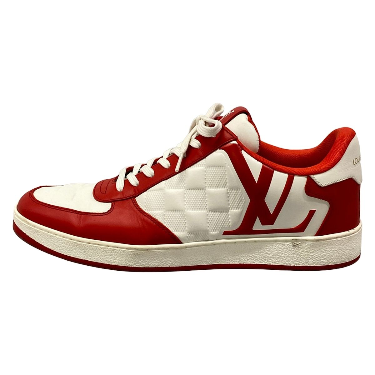 LOUIS VUITTON(ルイヴィトン) スニーカー 7 1/2 メンズ リヴォリ レッド×白 ７ハーフ/2023年/リヴォリライン/ダミエ レザー