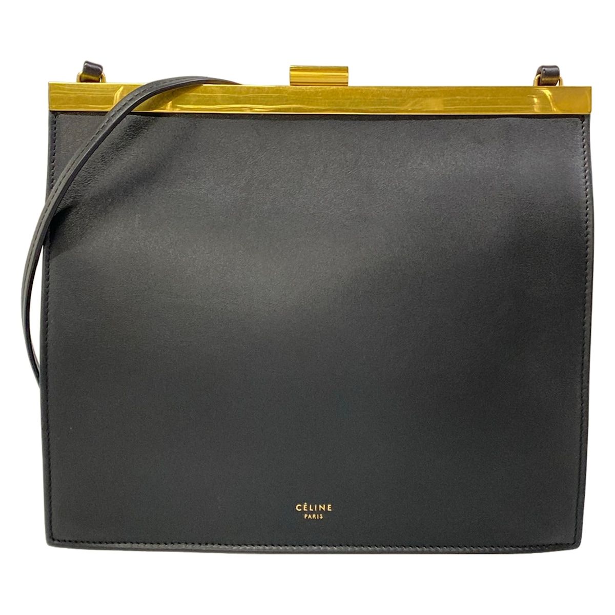 CELINE(セリーヌ) ショルダーバッグ クラスプミニ 黒 がま口 レザー
