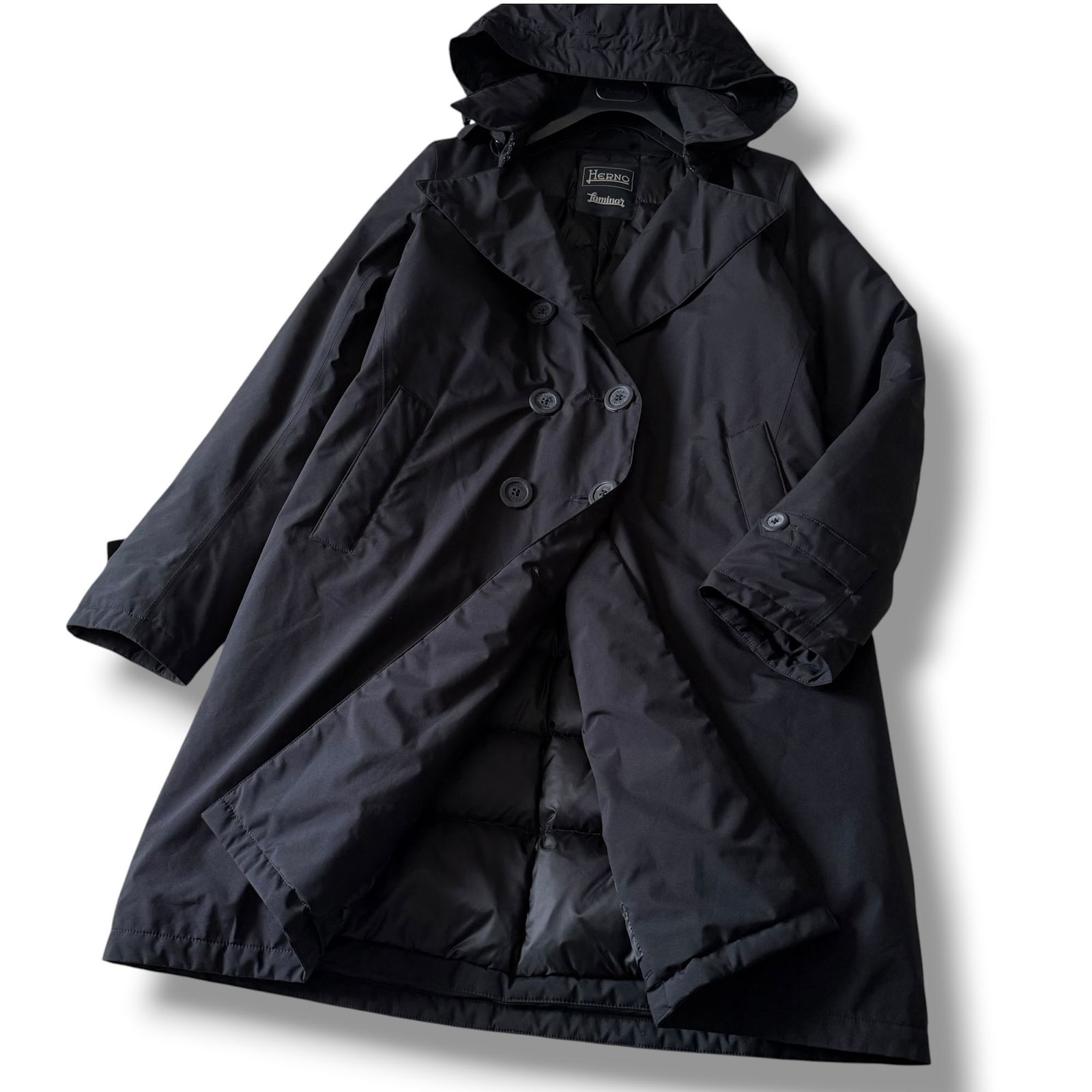 HERNO ヘルノ　ラミナー　ゴアテックス　フードコート　44 ブラック　黒 美品 HERNO 定価17万 ラミナー ゴアテックス ダウンコート 44 - メルカリ