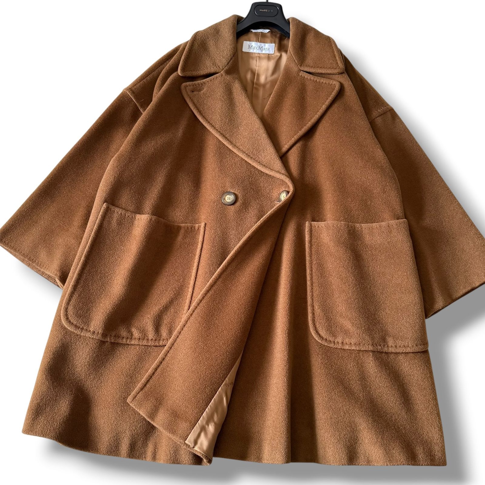 最高峰白タグ MaxMara カシミヤ オーバーサイズデザインコート 42