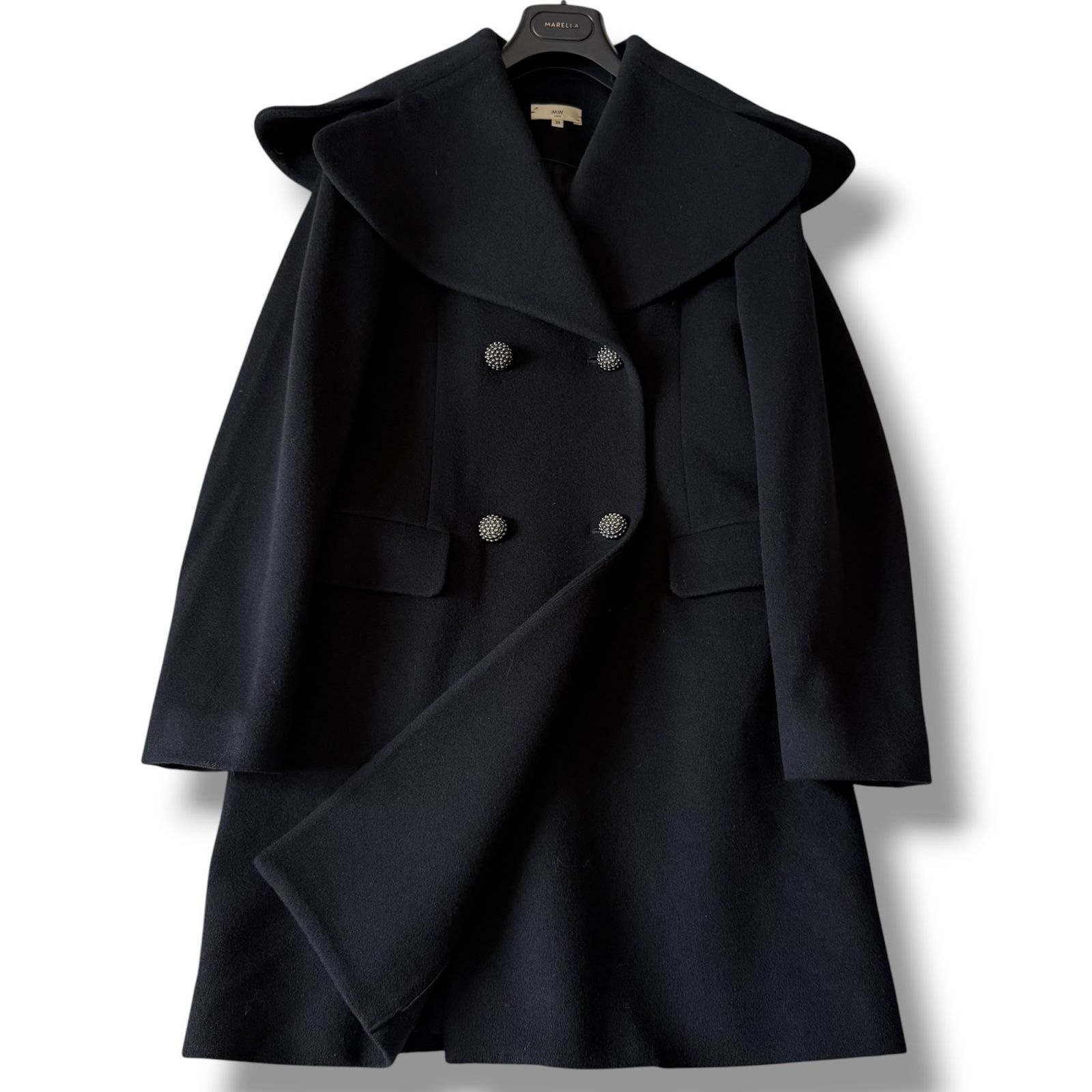 美品　Black ウールコート　38 M 極美品 MW TOKYO 人気完売23AW ビッグカラーウールコート 38 黒 - メルカリ