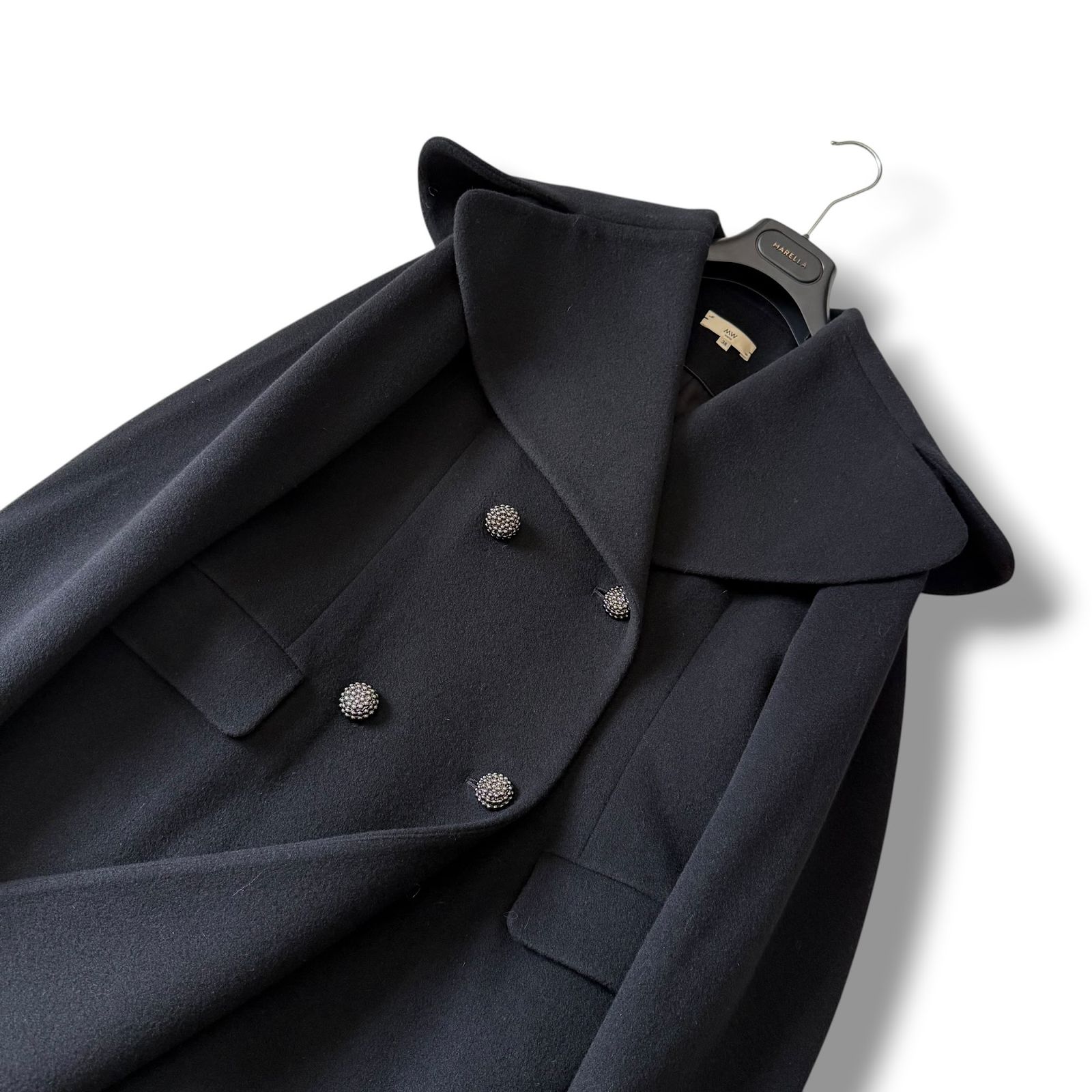 極美品 MW TOKYO 人気完売23AW ビッグカラーウールコート 38 黒 - メルカリ
