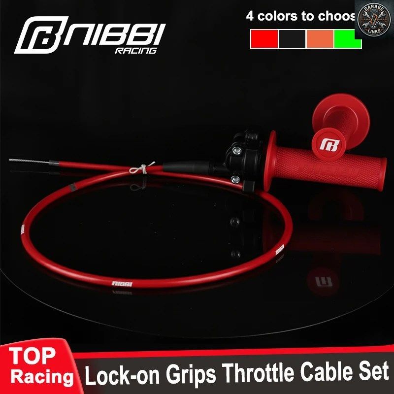 NIBBI ユニバーサル モーターサイクル 7/8インチ ロックオン グリップ 102cm スロットルケーブルキット 22mm ツイストハンドルバー ホンダ