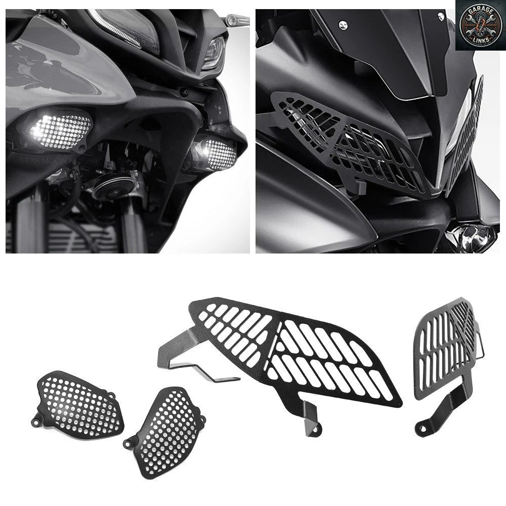 ヤマハ Tracer 9 Tracer9 GT 2021 2022 用マットブラックヘッドライトプロテクターガード、オートバイヘッドライト保護グリルカバー