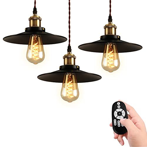 ペンダントライト 3個セット ダクトレール式 E26口金 LED電球付き リモコン付き 直径22cm 吊り下げライト 300LM 4.5W（20W形相当） 北欧風 シーリングランプ インテリア アンティークレトロ ダイニング 吊り下げ 照明器具 天井 国内発送