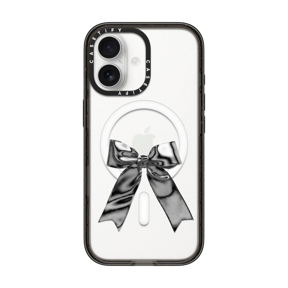 CASETiFY インパクトiPhone 17 ケース [MagSafe対応/薄型 軽量/耐衝撃] - Metallic Ribbon - クリア ブラック